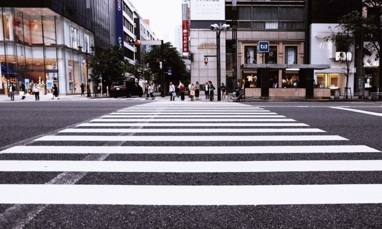 Zebra crossing in city representing urban photography