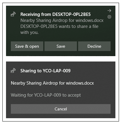 sharing and receiving files