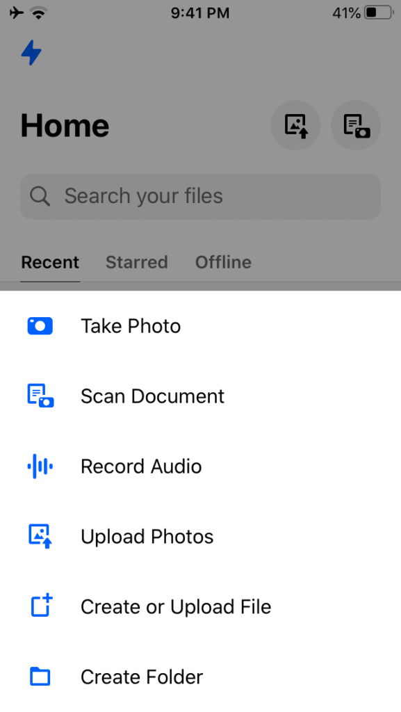 dropbox sharing files in iPhone